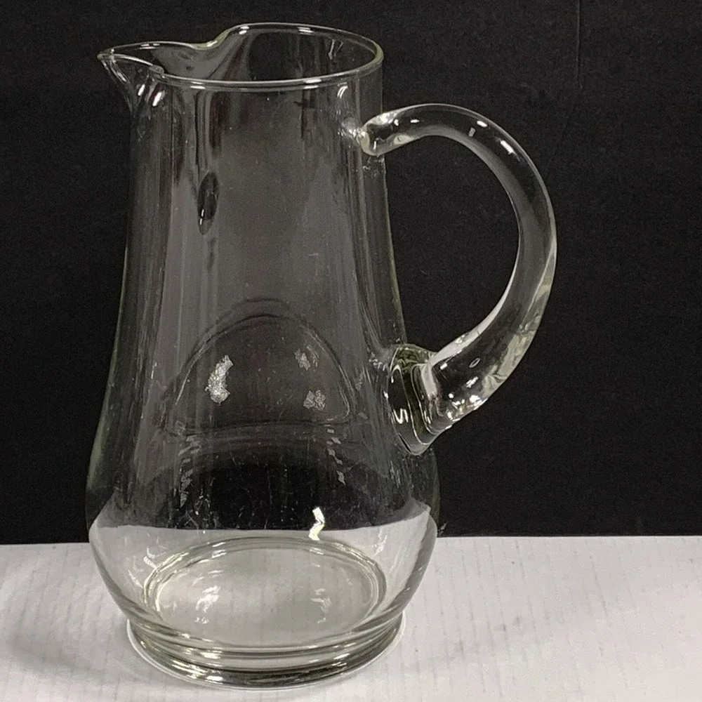 Clear Glass Pitcher Handle Spout Water Beverage Serving Jug Bar 80 Oz. 10